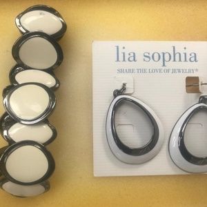 Classic LIA SOPHIA Bracelet and Earrings - Cream